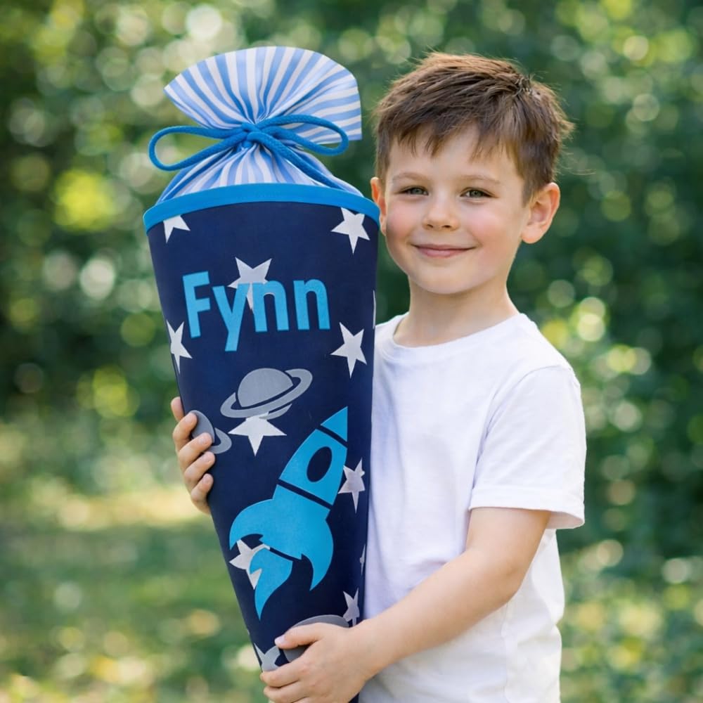 kleine Schultüte, Zuckertüte WELTALL mit oder ohne Name, 35 cm, 35 cm
