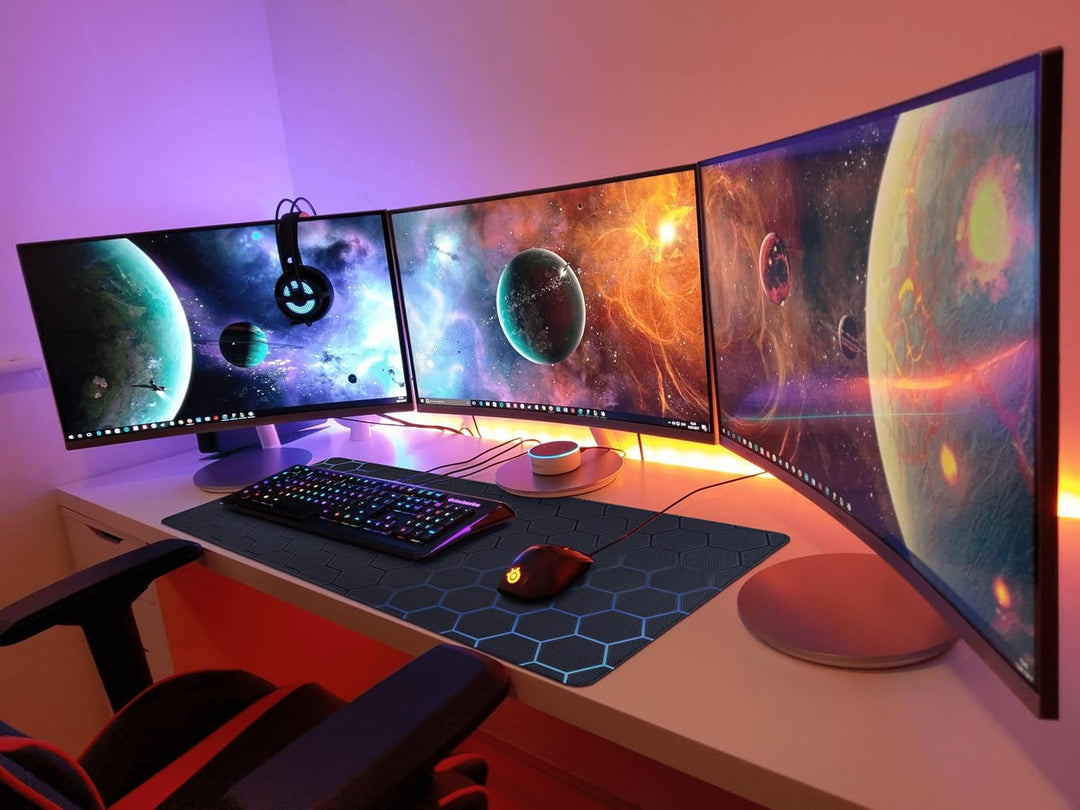 Gaming Mauspad,XXL 900x400mm Hexagonalmuster Mauspad,Wabenmuster Mousepad für präzise Maussteuerung,