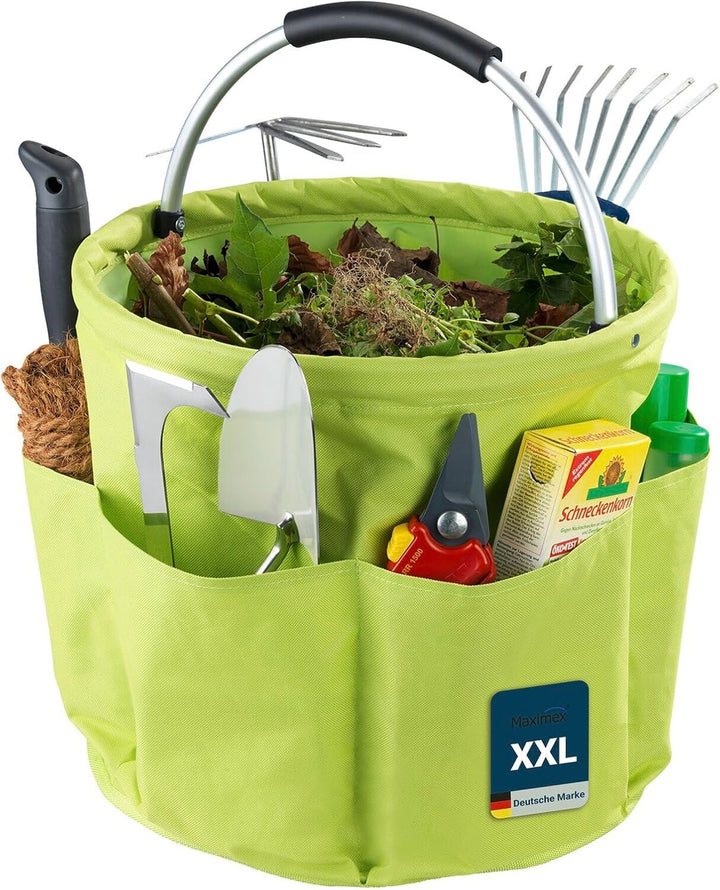 Maximex Garten Caddy XL grün - Faltbarer Gartenkorb mit gepolstertem Komfort-Griff, Polyester, 35 x