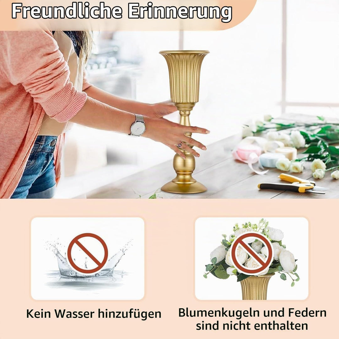 NUPTIO 2 Stück Geblühte Metall Trompetenvase Elegante Vase mit Mittelstücken für Hochzeitsfeiern, 31