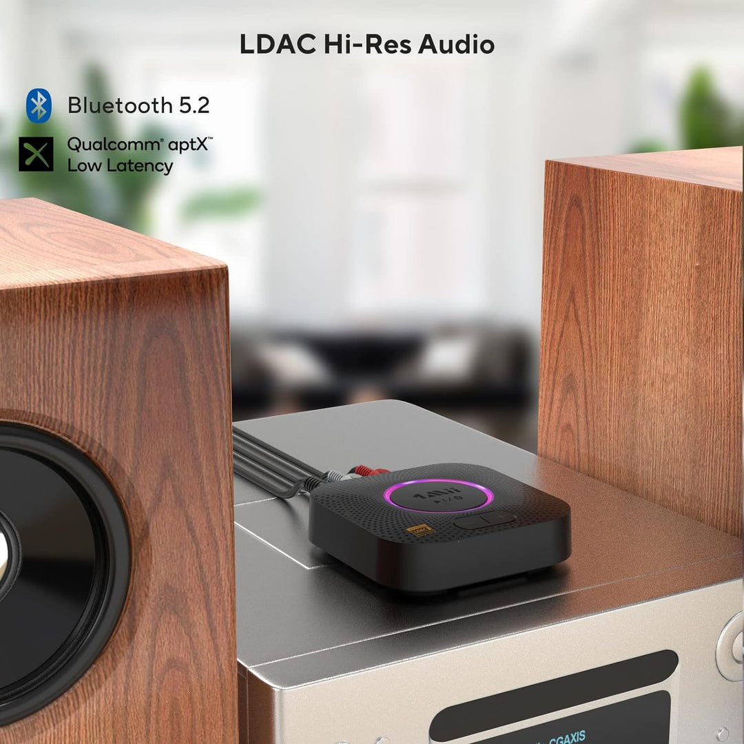 1Mii B06S+ Bluetooth 5.2 Empfänger, HiFi Audio Adapter mit LDAC, Lautstärkeregelung, aptX HD & Low L