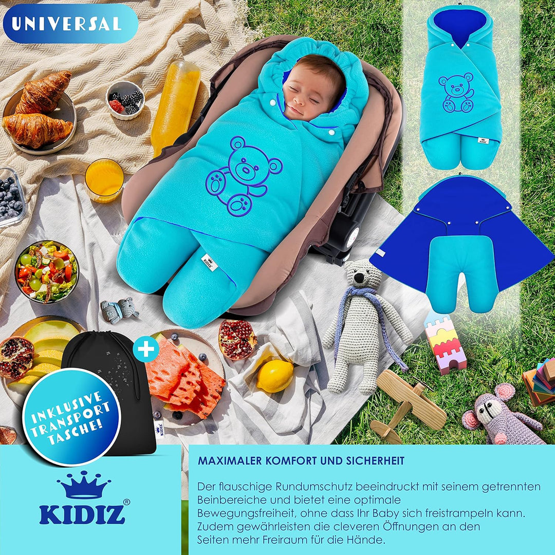KIDIZ® Baby Einschlagdecke Babyschale Winter Herbst Babydecke mit Tasche Universal Fusssack kompatib