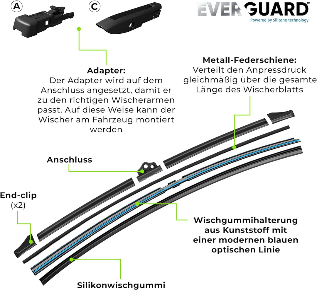 VALEO EVERGUARD - Premium - VSF35 - Silikon-Wischerblatt - 566001 - Länge: 350mm - Vorne (Beinhaltet