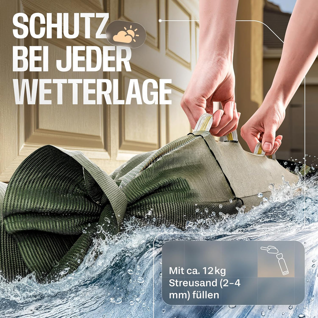 50x Sandsäcke Silosandsäcke geeignet für Hochwasserschutz, 25cm x100cm mit Griff, Zugband und Trageg