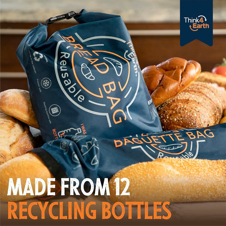 Think4earth – Gemischtes Set Brot-/Baguettebeutel Blau Brot- und Baguette-Beutelpackung, Blau Brot-
