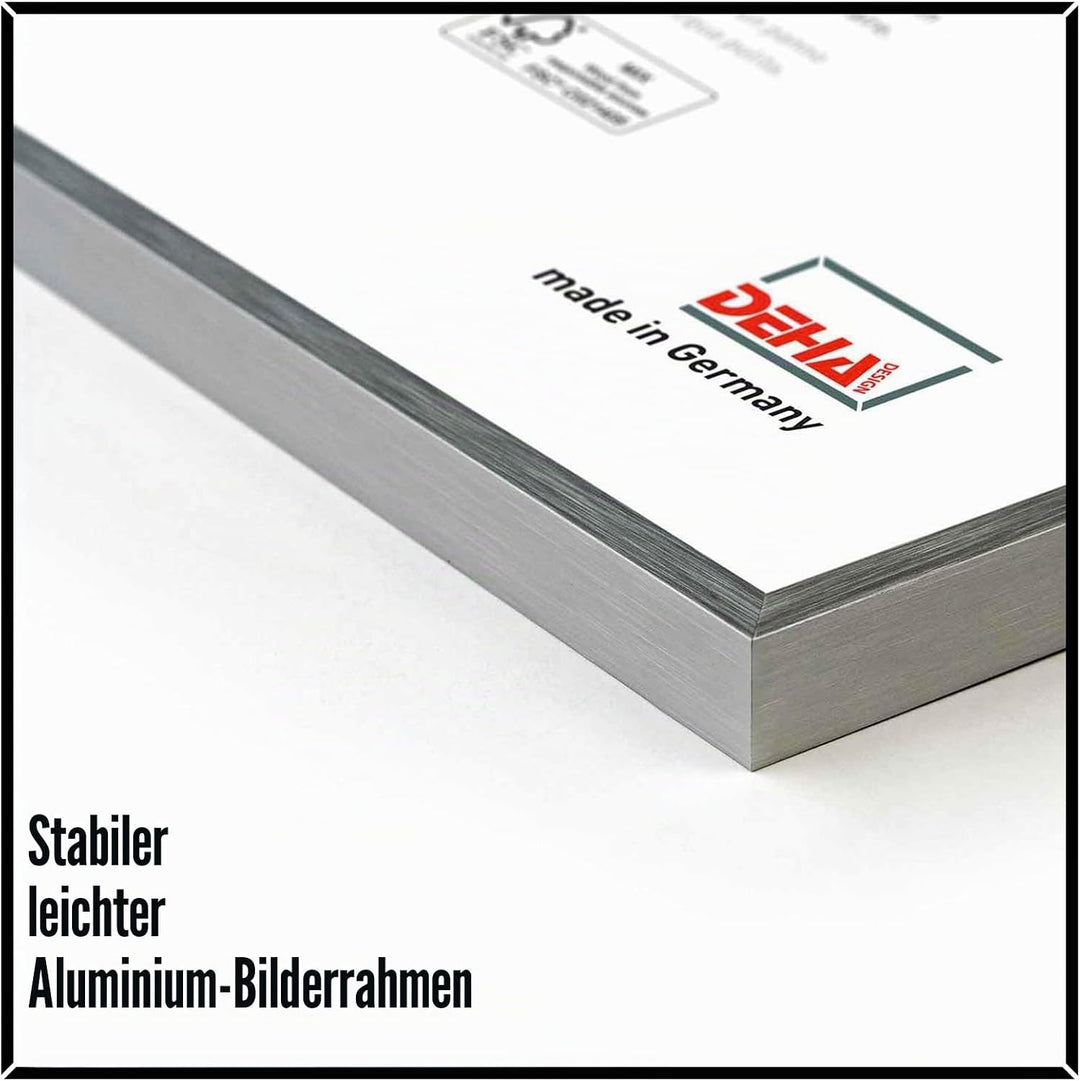 DEHA Design Bilderrahmen Tribeca, 40x50 cm, Aluminium Silber Matt, bruchsicheres Acrylglas, für Post