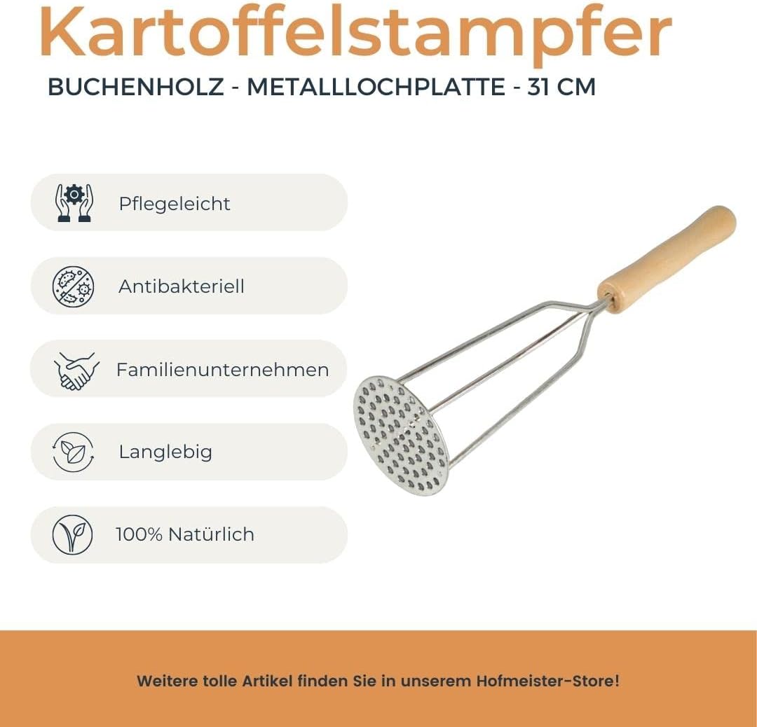 2x HOFMEISTER® Kartoffelstampfer, 31 cm, für Kartoffeln, Gemüse, Kartoffelklösse &amp; Kartoffelpüree, m