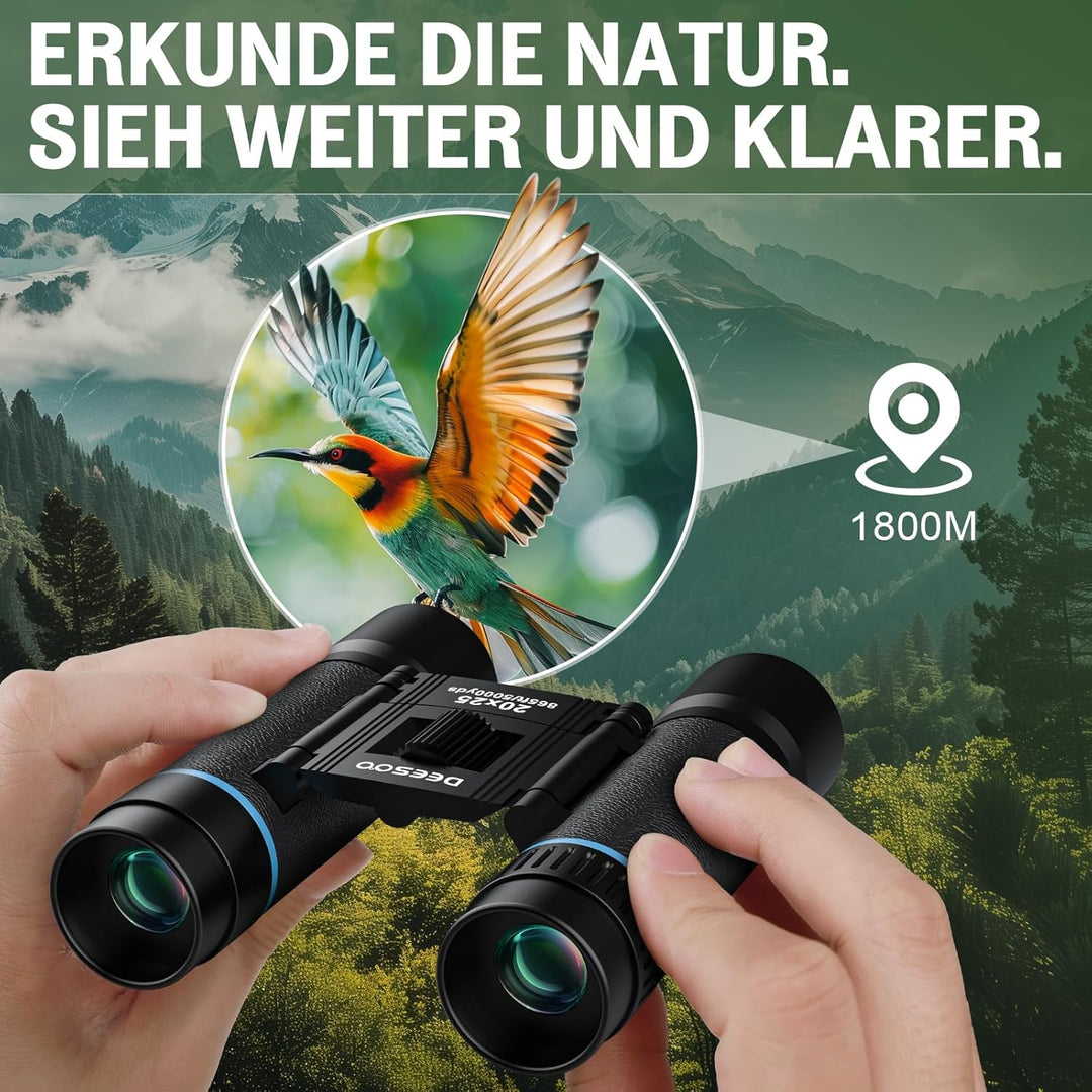 20x25 Kleines Fernglas Erwachsene und Kinder - Deesoo Kompakt Fernglas für Vogelbeobachtung Jagd - M