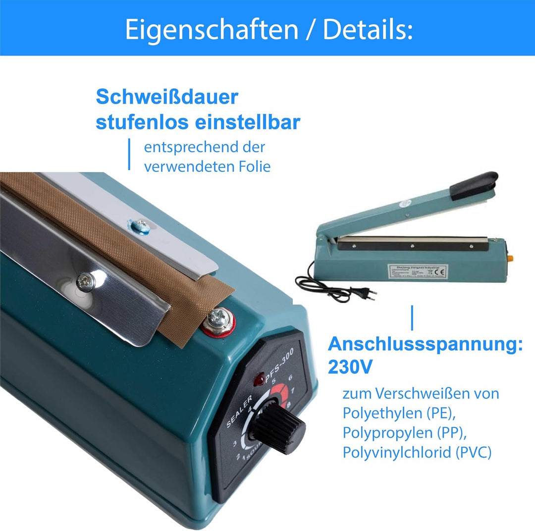 Impuls Folienschweissgerät von 2-3mm Balkenschweissgerät in 3 Grössen auswählbar (PFS-300), PFS-300
