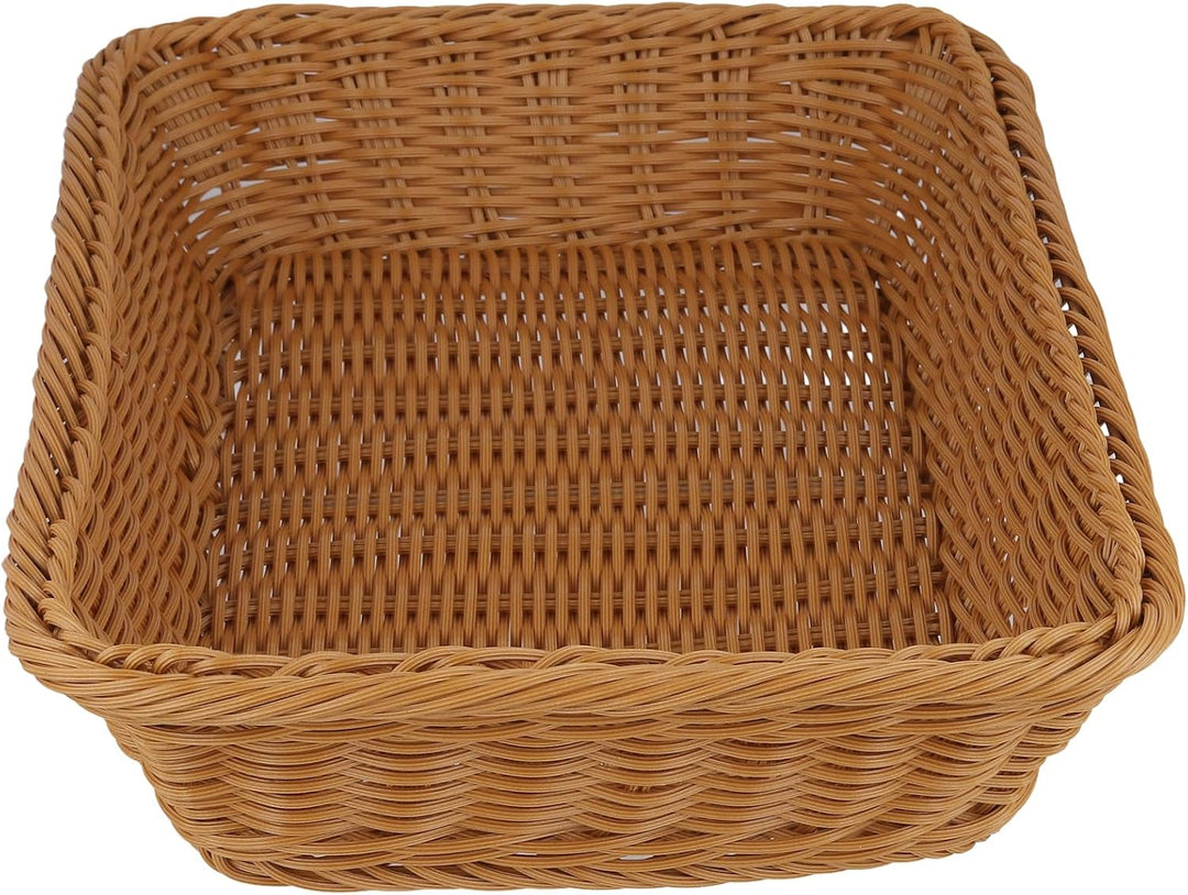 4 Stück Brotkorb Geflochten, 35 x 25 x 7cm Braun BröTchenkorb, Kunststoff Brotkorb Gross für Küche u