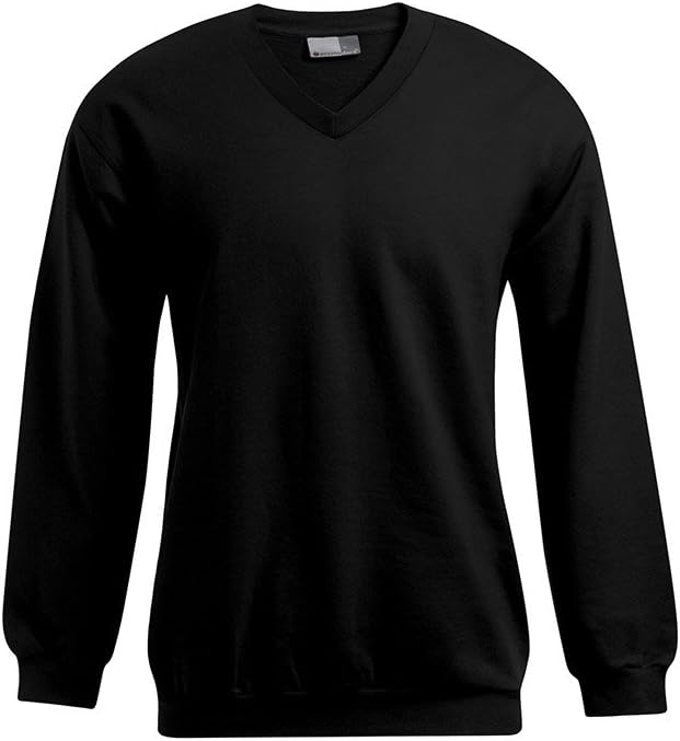 Premium V-Ausschnitt Sweatshirt Plus Size Herren, Schwarz, XXXL