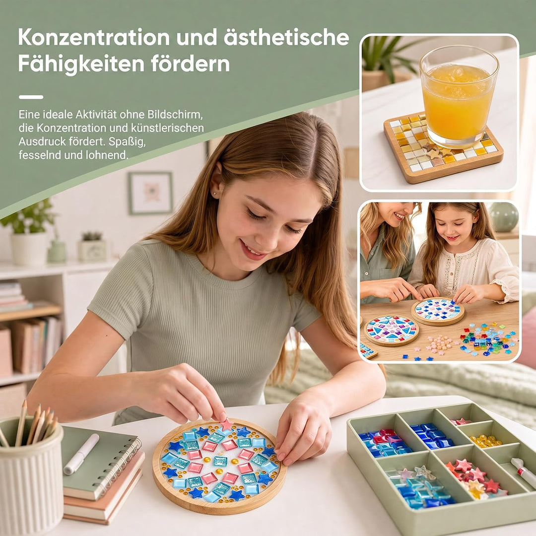 6 Stück DIY Mosaik Untersetzer Bastelset für Erwachsene Mosaik Untersetzer Mosaik-Untersetzer-Set (6