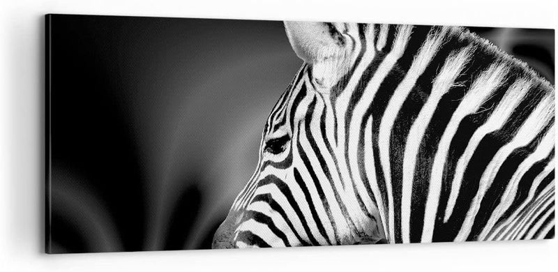 Panorama Bilder auf Leinwand 100x40cm Leinwandbild Tier Zebra Streifen Gross Wanddeko Bild Schlafzim