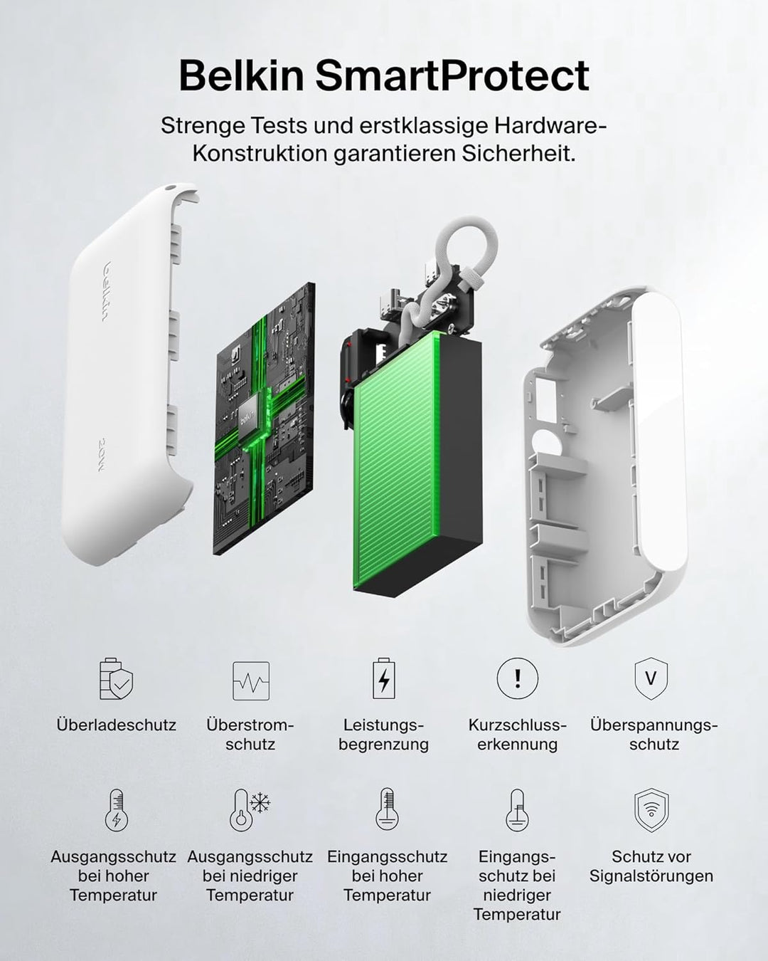 Belkin BoostCharge 10000mAh Power Bank, Digitale Akkuanzeige – Weiss, Weiss