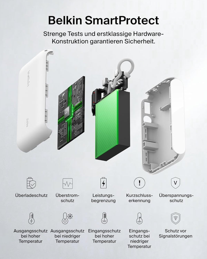 Belkin BoostCharge 10000mAh Power Bank, Digitale Akkuanzeige – Weiss, Weiss