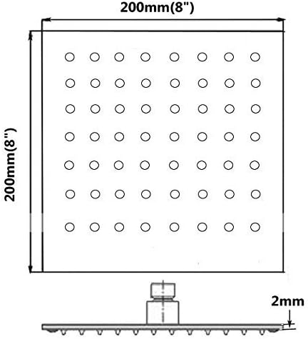 Hiendure®8 inch Quadratische Luxus Regendusche Einbauduschköpfe Edelstahl Duschkopf aus Edelstahl Sp
