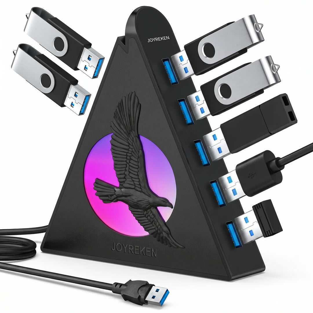 7 Ports USB Hub,JoyReken USB 3.0 verlängerung mit verlängertem 60cm Kabel,USB Verteiler für Laptop,