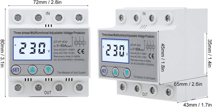Überspannungsschutz Spannungsschutz 3-phase voltage LCD multifunction self-reset STVP-932 230 V/400