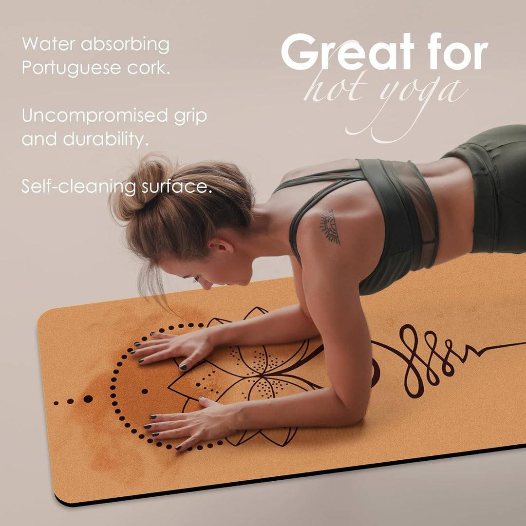 Yogamatte-Kork, Rutschfest, Einzigartiges Design, Extradick Natürlicher Kork, TPE Fitness-Trainingsm