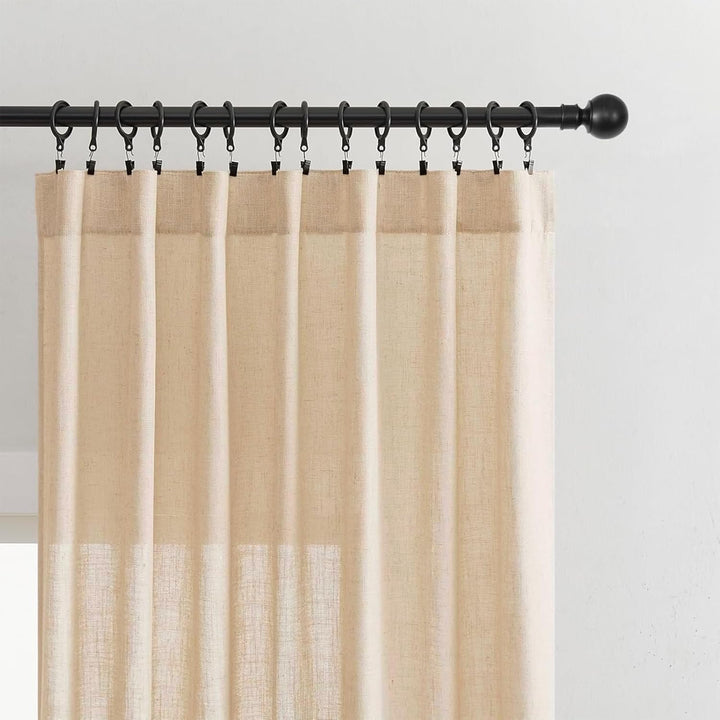 Joydeco Leinen-Vorhänge für Wohnzimmer, halbtransparente Vorhänge, 183 cm lang, Wohnzimmervorhänge,