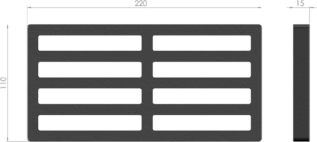 Kaminrost/Ascherost Eckig 220 x 110 x 15 mm passend für GKT ** Kaminöfen inkl. Modellübersicht - Asc