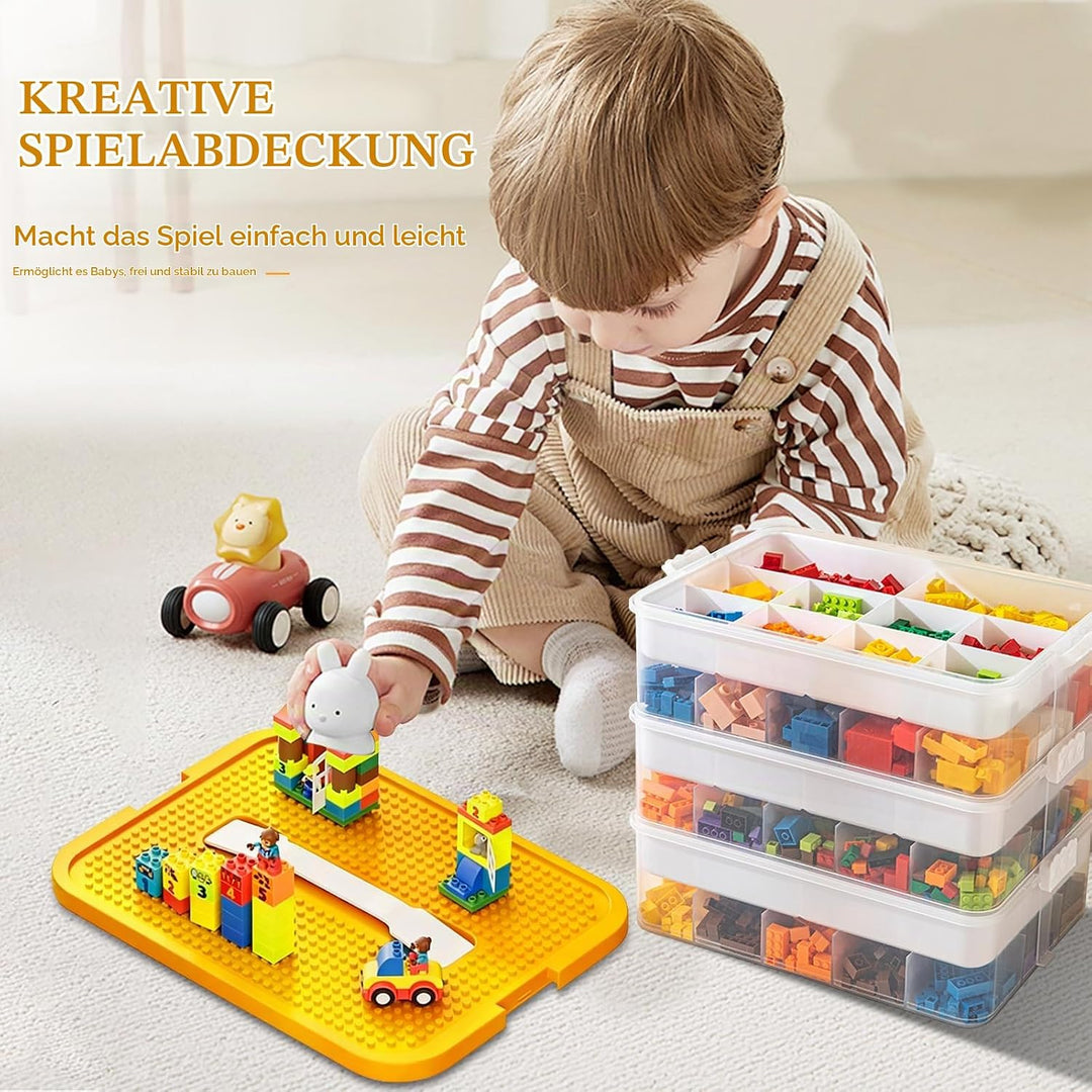 Dreifach Aufbewahrungsbox für Lego Bausteine Ablagefächer Stapelbar Kisten Spielzeug Aufbewahrung mi