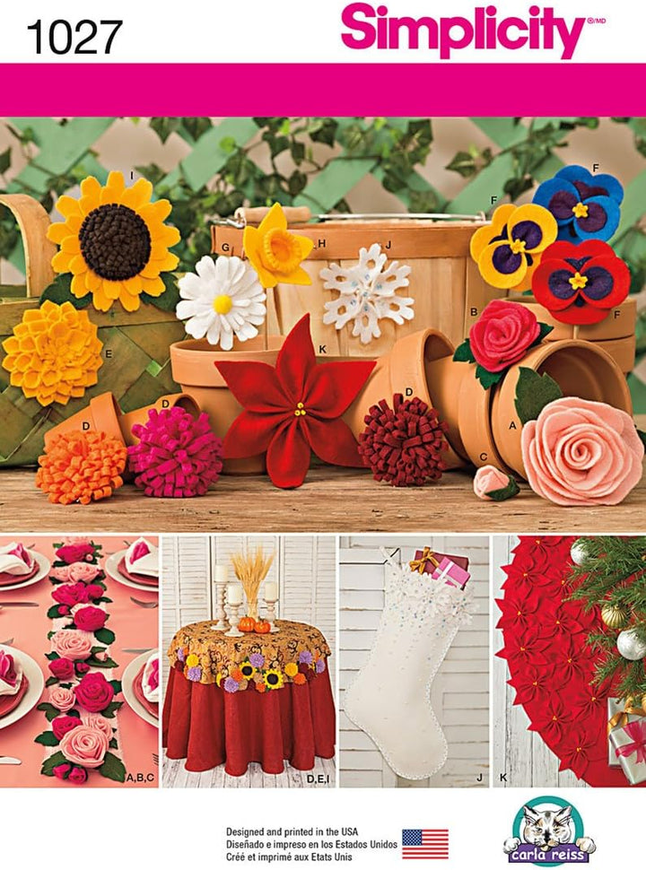 Simplicity 1027 Grösse OS Filz Blumen Schnittmuster, Mehrfarbig