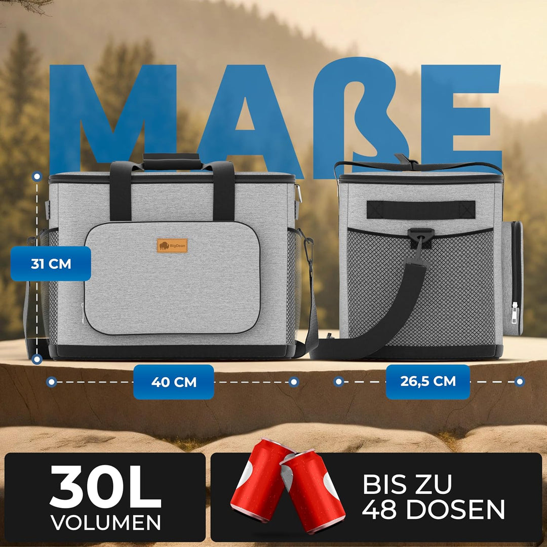 BigDean 30L Kühltasche auslaufsicher & wasserdicht – Picknicktasche für Essen & Getränke – bis zu 5h