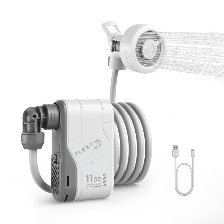 FLEXTAILGEAR Max Shower, Tragbare Campingdusche mit Akku und USB-C, Zwei Durchflussmodi, Outdoor-Dus
