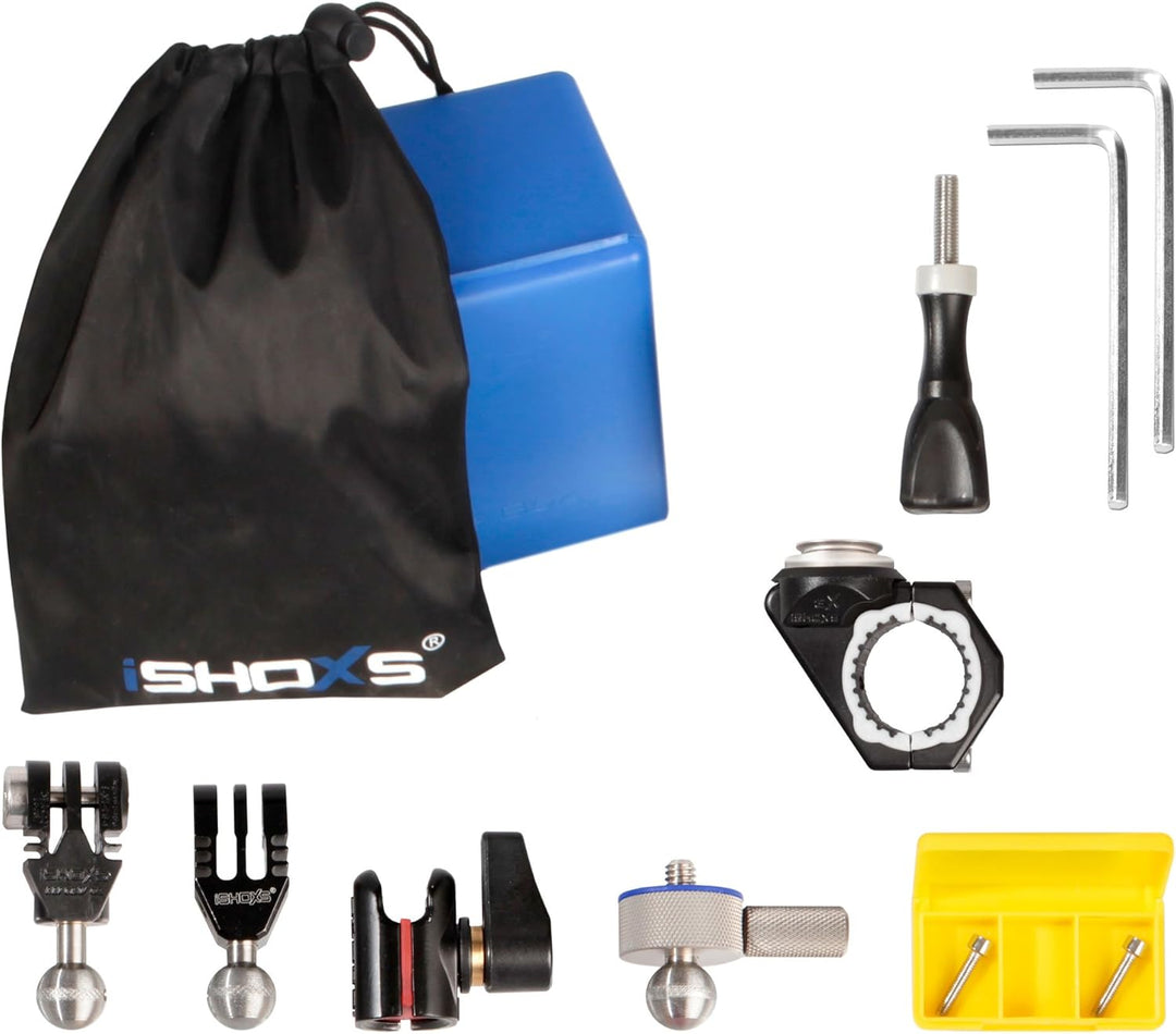 iSHOXS BullBar Pro-X 23 | Action Cam Motorrad-Lenkerhalterung | Professioneler Aluminium Halter pass
