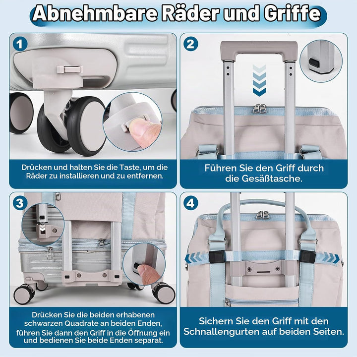 Hivexagon Faltbare Reisetasche mit Rollen, abnehmbaren Spinner-Rollen, erweiterbarem Fassungsvermöge