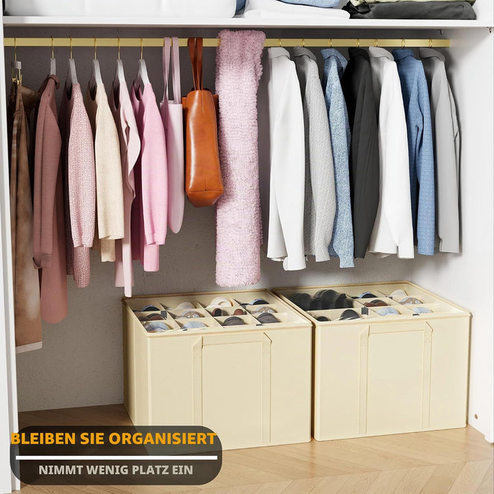 SpaceAid, Schuhorganizer für den Schrank, 2er-Pack faltbare Schuhaufbewahrungsboxen, Körbe mit verst
