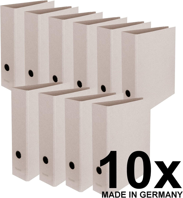 Original Falken 10er Pack Vegan-Ordner Pure Raw. Made in Germany. 8 cm breit DIN A4 Grau Aktenordner