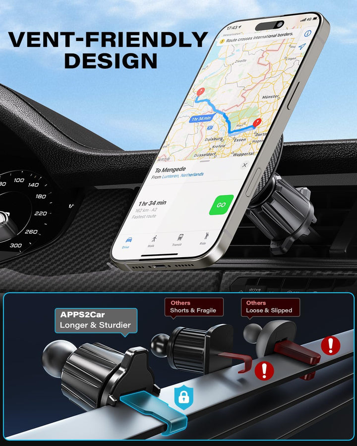 APPS2Car 3-in-1 Handyhalterung Auto Magsafe,360° Drehbar Ausziehbarer Magnetisch Autohalterung Car P