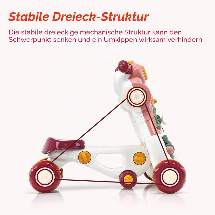 LIFEZEAL 3 in 1 Lauflernwagen, Baby Lauflernhilfe mit Spielbrett, Baby Walker mit Musik- &amp; Spielfunk