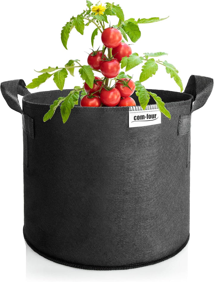 com-four® 5X Pflanzsack je 60 L für Kartoffeln - Tomaten-Kübel mit Griffen - Pflanztasche - Pflanzto