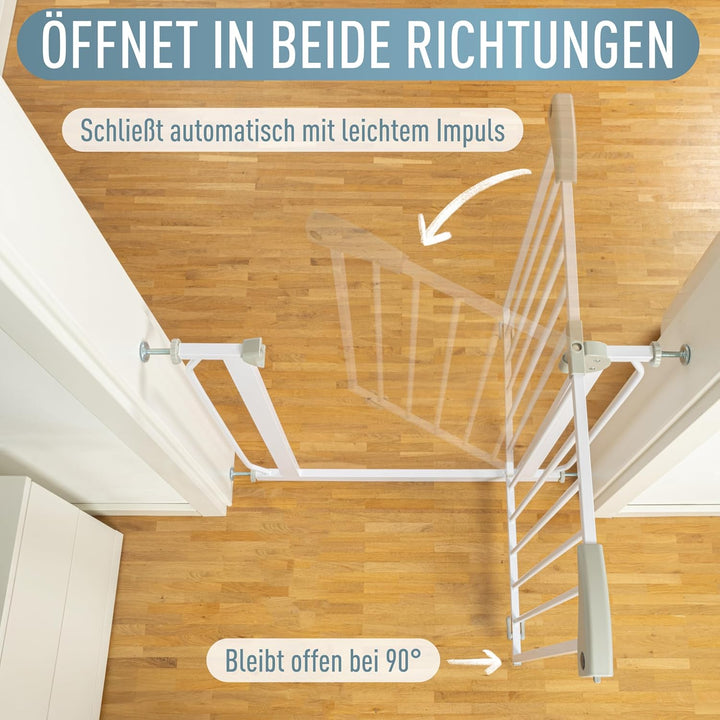 ib style® Berrin ! PREISSIEGER ! Treppengitter 58-175cm | Türschutzgitter | Ohne Bohren | 90° Stop |