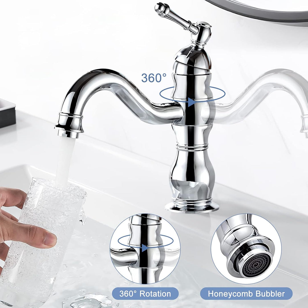 kisimixer Wasserhahn Bad,360° Drehbar Waschtischarmatur-Mischbatterie für Bad, Einhandmischer Wascht