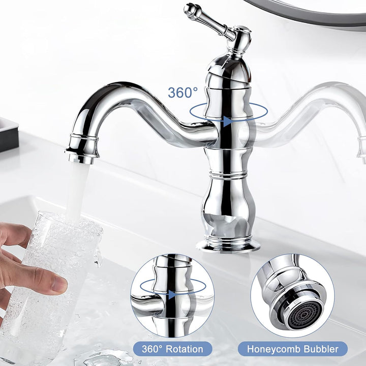 kisimixer Wasserhahn Bad,360° Drehbar Waschtischarmatur-Mischbatterie für Bad, Einhandmischer Wascht