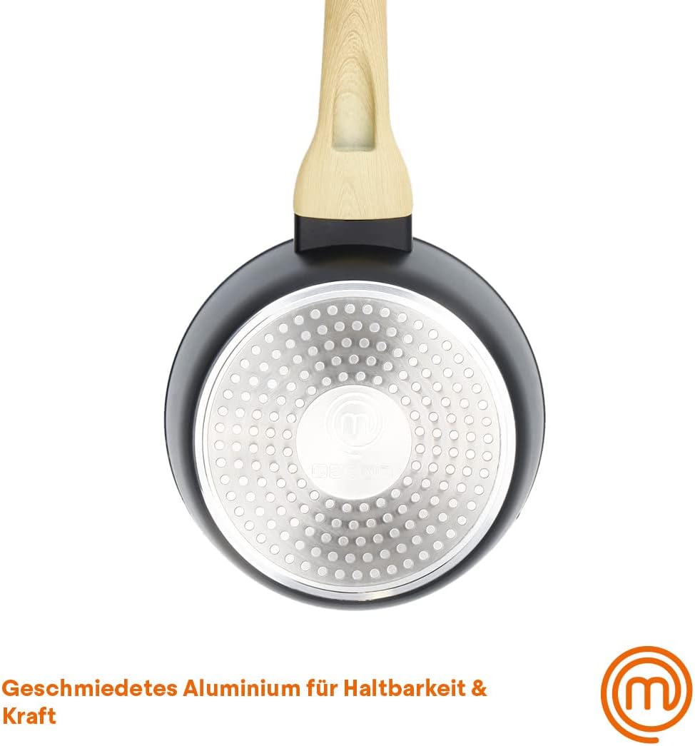 MasterChef Topf Klein mit Glasdeckel, Induktions Töpfe, Pastatopf, Suppentopf, Schwarz Aluminium-Koc