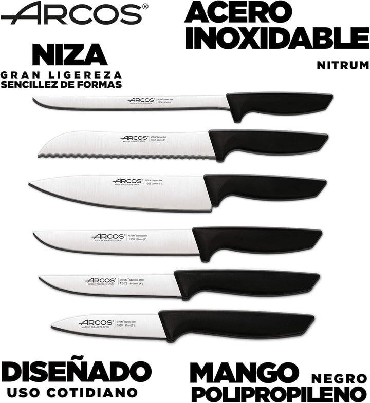 Arcos Professionelles Küchenmesser-Set | Professionelle Küchenmesser | 6 Stück | Edelstahlmesser mit