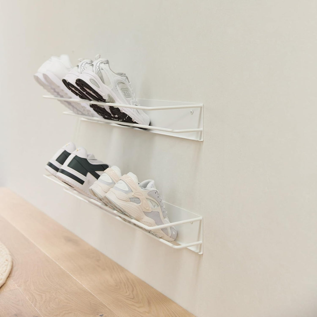 Elegantes Schuhregal Metall (Verkehrsweiss 2er Set, 60cm) „INN“ – Moderne Schuhaufbewahrung Schuhabl