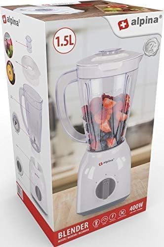 alpina Blender - Mixer - Smoothie Maker - 1,5 Liter - 400 Watt - Turbofunktion - Kunststoffbehälter