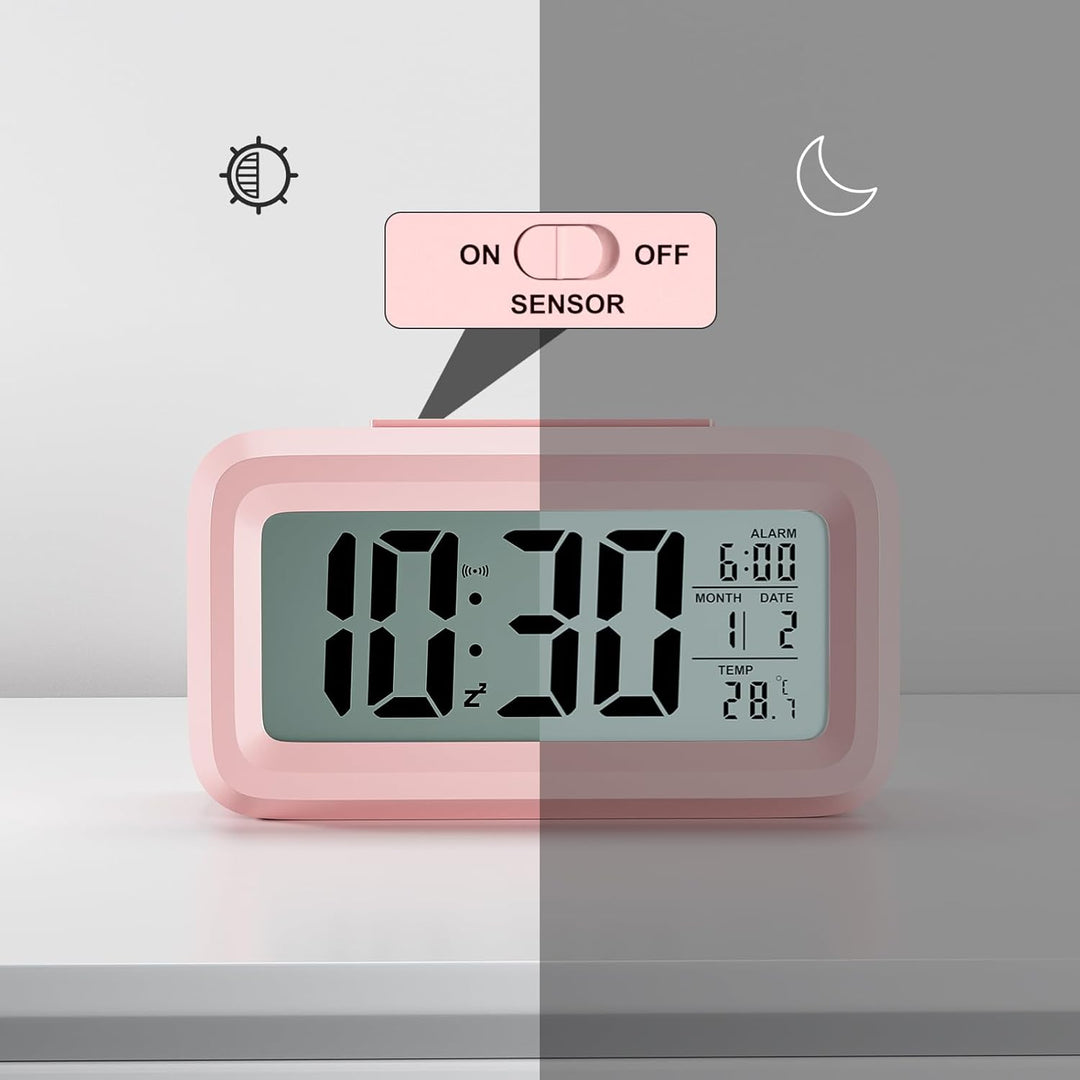 Wecker Digital Batteriebetrieben mit Temperaturanzeige Grosse LCD Display, Schlummerfunktion, Datum,