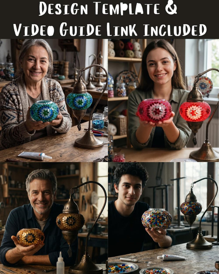 DEMMEX DIY Türkisches Mosaiklampen-Kit - Komplettes Kunst- und Handwerks-Geschenkset für Erwachsene