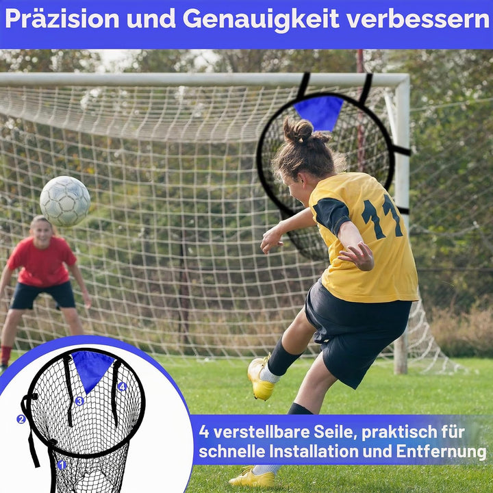 TZEKING 2 Stück Fussballtor Zielnetz mit Rahmen, Nylongewebe Fussball Trainingszubehör für Schiessge
