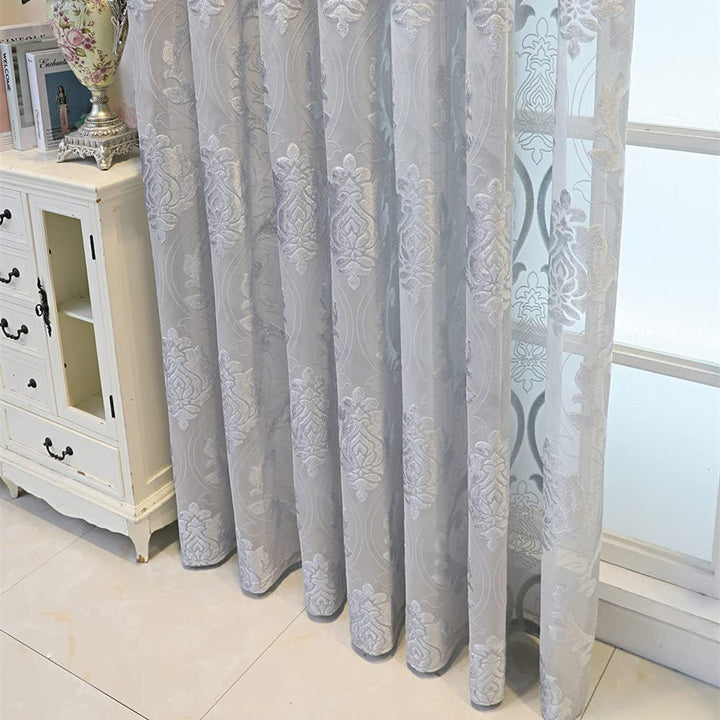 M&W DAS DESIGN Gardinenschal Vintage Retro Barock Grau 1er-packung 140 x 245 cm, Grau 1er-packung 14