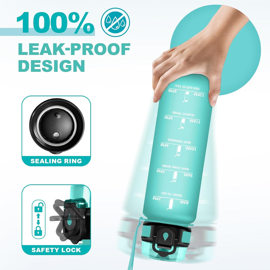 Wasserflasche 1L, Trinkflasche Kohlensäure Geeignet, Trinkflasche mit Filter, Auslaufsicher, Sport W
