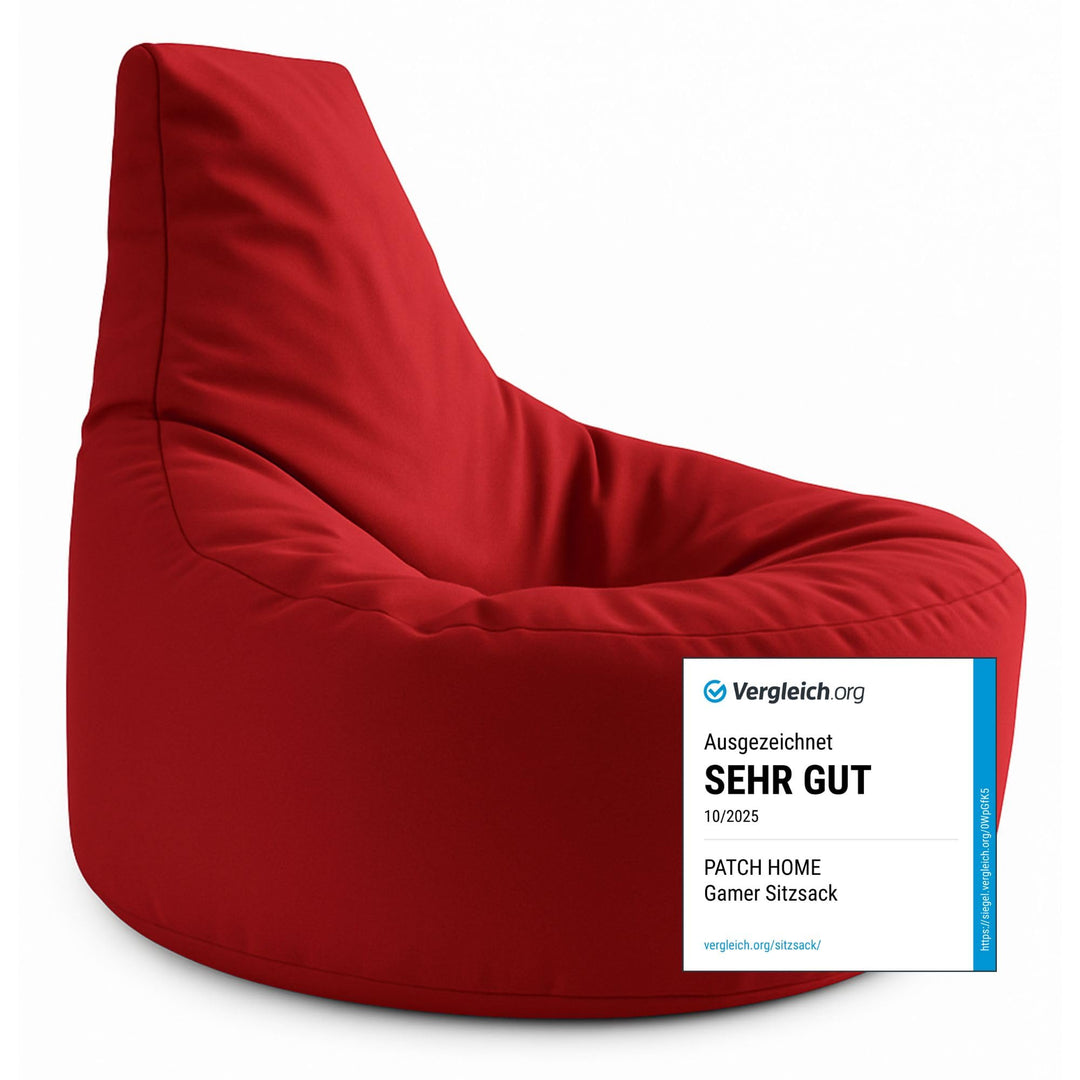 PATCH HOME Gamer Kissen & Lounge Sitzsack – befüllbar mit Reissverschluss, gefüllt mit Styropor, gee