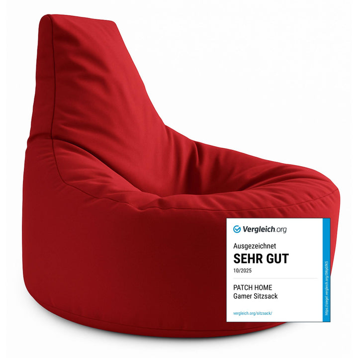 PATCH HOME Gamer Kissen & Lounge Sitzsack – befüllbar mit Reissverschluss, gefüllt mit Styropor, gee